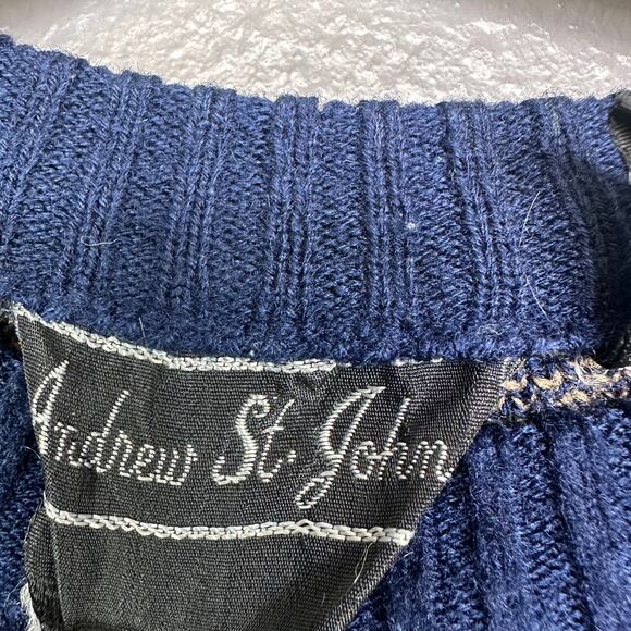 Vintage Andrew St. John Sweater Women size Medium Christmas Snowflake Blue - Picture 3 of 6